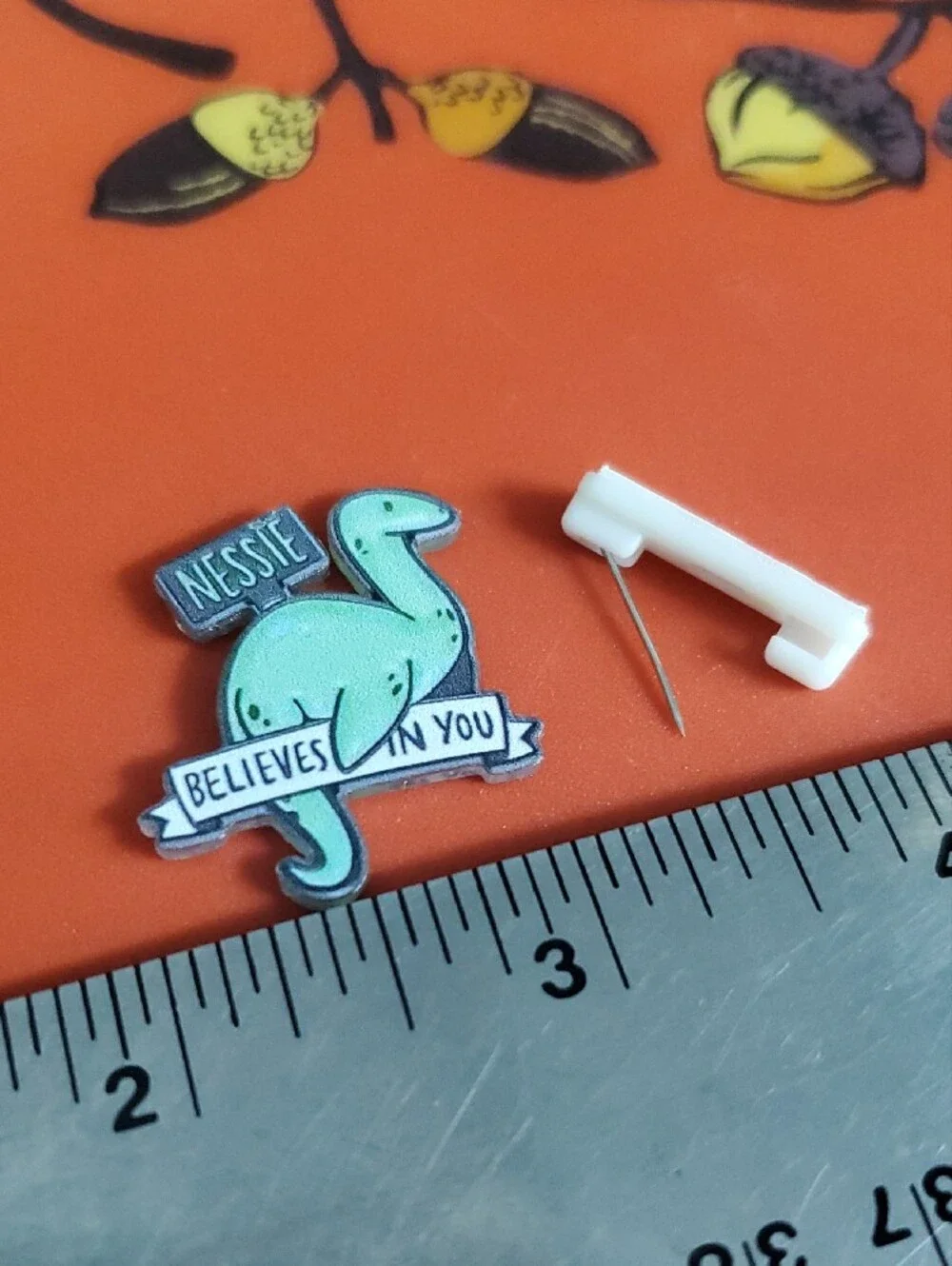 Nessie Believes In You Acrylic Pin - Mint Green